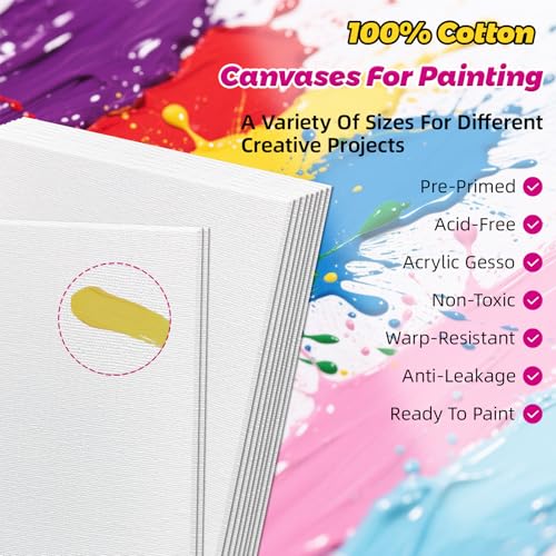 10 Pack 11x14 Canvas Panels for Acrylics & Oils, 100% Cotton, Triple Primed, Acid-Free & Non-Toxic, No Warp, Lightweight Art Boards for Home Decor, Classroom, Gifts, Ideal for Kids, Adults & Artists - size: 11x14" - 10Pack