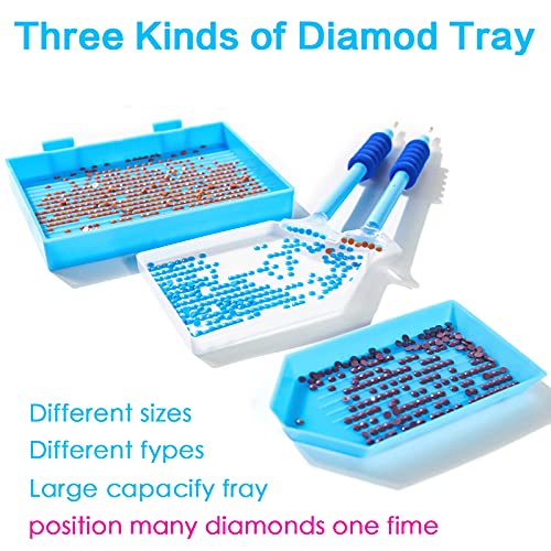 Hulameda 56pcs 5D Diamond Painting Tools, Diamond Painting Accessories with 28 Grids Diamond Embroidery Box and Diamond Painting Roller for Kids and Adult(Blue) - color: blue