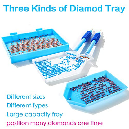 Hulameda 56pcs 5D Diamond Painting Tools, Diamond Painting Accessories with 28 Grids Diamond Embroidery Box and Diamond Painting Roller for Kids and Adult(Blue) - color: blue