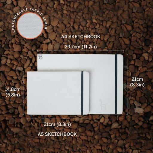 ETCHR Mixed Media Sketchbook for Drawing and Painting I A5 5.8x8.3 in Cold Press Textured 100 Percent Cotton Sketch Watercolor Paper I Vegan Friendly I 52 Pages Landscape Format I Customizable Cover