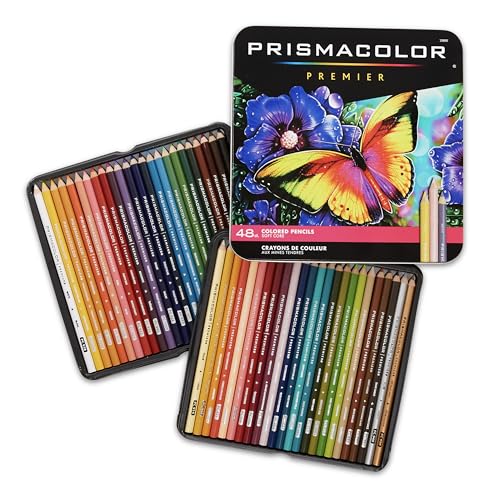 Prismacolor Premier Colored Pencils, Soft Core, Assorted Colors, 48 Count - Durable, Vibrant, Ultra-Smooth, Adult Coloring, Drawing, Sketching, Arts & Crafts - size: 48-Count