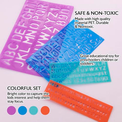 BAZIC Products Lettering Stencil Sets, 8, 10, 20, 30 mm, 4 Pack | 0-9, math symbols in 8, 30 mm sizes