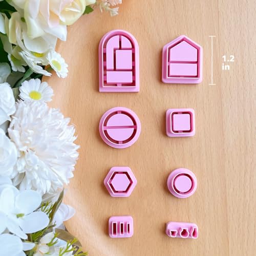Keoker Back to School Clay Cutters, Polymer Clay Earrings Cutters for Jewelry Making, Bookshelf Polymer Clay Cutters, Teacher Clay Cutters for Earrings, 8 Shapes Clay Earring Cutters