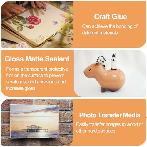 1DFAUL Crafts Sealer Gloss Matte Finish, 400ml All Purpose Craft Glue | All in One Craft Glue, Varnish & Finish, for Wood, Paper, Acrylic Paints, Ceramics, Fabrics, Clay - style: A3 Gloss+Matte