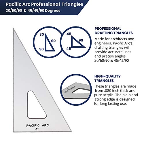 Pacific Arc Drafting Triangle, 18-inch, 45/90 Degrees, w/Inking Edge, Topaz - color: Topaz, size: 18-in, 45/90 degrees