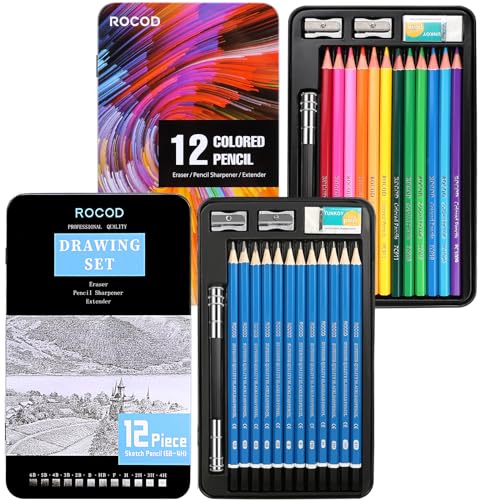 Profession Sketch Pencils & Colored Pencils for Adults Drawing Pencils Set - size: 28 Piece Set