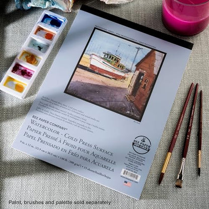 Bee Paper - 9"x 12" Cold Press Watcolor Paper Pad, 15 Sheets - size: 140 lb., 9-inch x 12-inch, 15 Sheet Tape Bound Pad