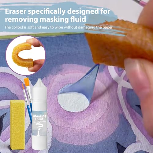 Blue Masking Fluid for Watercolor Painting 30ml, Fast-Drying, Easy Peel, Prevent Staining, Reserve Paper Highlights - color: Blue