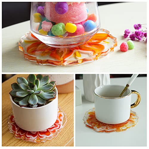 LET'S RESIN 4Pcs Resin Coaster Molds, Druzy Geode Agate Silicone Coaster Molds for Epoxy Resin, 5Inches Large Mould for DIY Art Craft Cup Mats, Durable and Flexible Moulds - size: 4 cavity