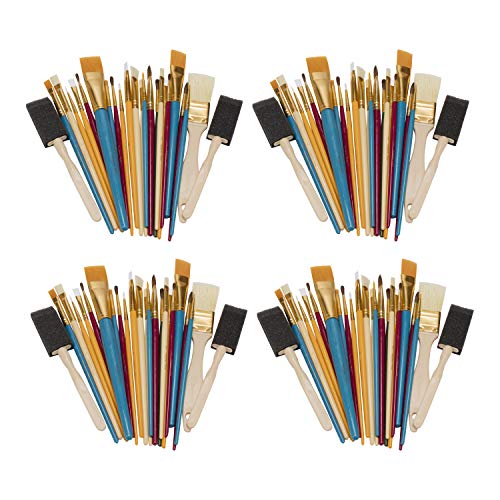 Oodles of Brushes Economical Art Brush Set of 25 - Balanced Assortment of Economical Brushes for Art, Craft, Hobby and Home - 4 Pack - size: 4 Pack