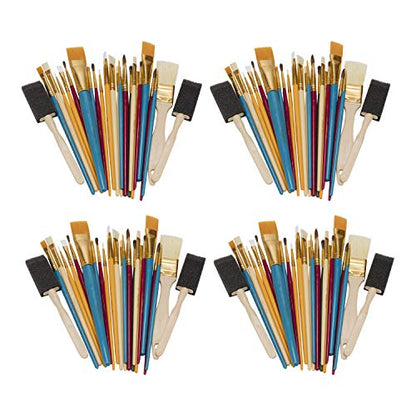 Oodles of Brushes Economical Art Brush Set of 25 - Balanced Assortment of Economical Brushes for Art, Craft, Hobby and Home - 4 Pack - size: 4 Pack