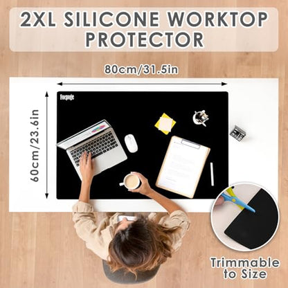 31.5" x 23.6" Extra Large Silicone Mat for Resin Casting, Epoxy and Crafts, Nonstick Silicone Sheet for Jewelry Casting Molds, Countertop Protector Mat Heat Resistant Placemats by Foepoge, Black - color: Black