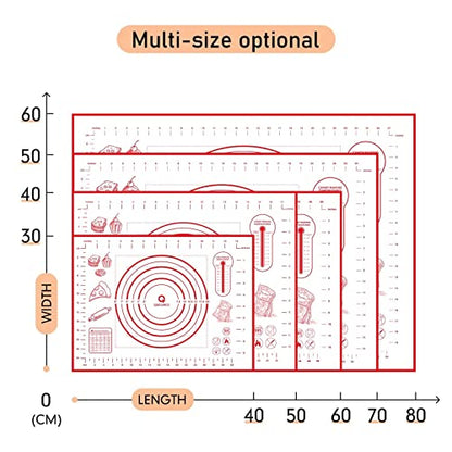 Extra Large Silicone Pastry Mat, Baking Mat with Measurement, Kitchen Counter Mat for Fondant, Rolling Dough, Pie Crust, Pizza and Cookies - Oven Liner Mat/Kneading Matts, 24" x 32", Red - color: Red, size: 24" x 32"