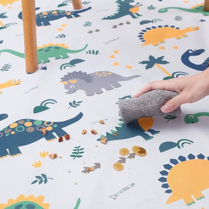 Splat Floor Mat for Under High Chair/Arts/Crafts by CLCROBD, 51" Waterproof Anti-Slip Food Splash Spill Mess Mat, Washable Portable Picnic Mat and Table Cloth - color: Dinosaur