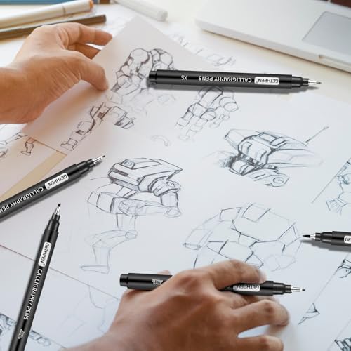 Calligraphy Pen,10 Size Calligraphy Pens for Writing,Calligraphy markers,Brush Pens,Calligraphy Set for Beginners,Black Archival Ink Pens,Hand Lettering Pen for Art Drawing,Sketching,Scrapbooking