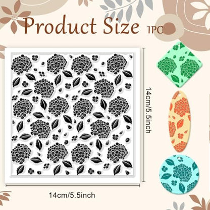 CHGCRAFT Hydrangea Texture Polymer Clay Texture Sheets Flowers Leaves Pattern Silicone Texture Stamp Clay Modeling Pattern Pad Texture Sheets for Polymer Clay Making Earrings Jewelry - style: Hydrangea