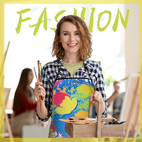 Eurzom 3 Pcs Painting Apron for Adults Artist Art Aprons Splatter Smock Colorful Waterproof Painting Smock Adjustable Apron for Teacher Student Chef Cooking Baking Gardening