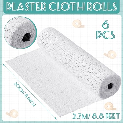 Heentan 6 Rolls Plaster Strips Plaster Gauze Bandages Blank Cloth Wrap Rolls for DIY Hobby Crafts, Belly Cast, Body Molds, Mask Making, Scenery Art(8 x 106 Inches) - size: 8 x 106 Inch