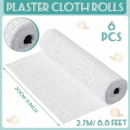 Heentan 6 Rolls Plaster Strips Plaster Gauze Bandages Blank Cloth Wrap Rolls for DIY Hobby Crafts, Belly Cast, Body Molds, Mask Making, Scenery Art(8 x 106 Inches) - size: 8 x 106 Inch