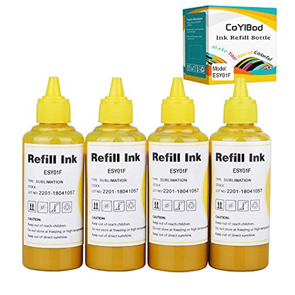 Yellow Dye Sublimation Ink Heat Transfer Ink Inkjet Printer Refillable Ink Cartridge Ciss for C88 C88+ WF-7710 WF-7720 WF-7210 WF-7620 WF-3640 WF-2750 ET-2800 ET-2803 ET-2720 ET-2760 ET-4700 ET-15000 - color: Yellow