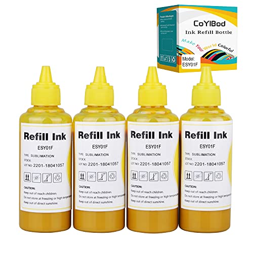 Yellow Dye Sublimation Ink Heat Transfer Ink Inkjet Printer Refillable Ink Cartridge Ciss for C88 C88+ WF-7710 WF-7720 WF-7210 WF-7620 WF-3640 WF-2750 ET-2800 ET-2803 ET-2720 ET-2760 ET-4700 ET-15000 - color: Yellow