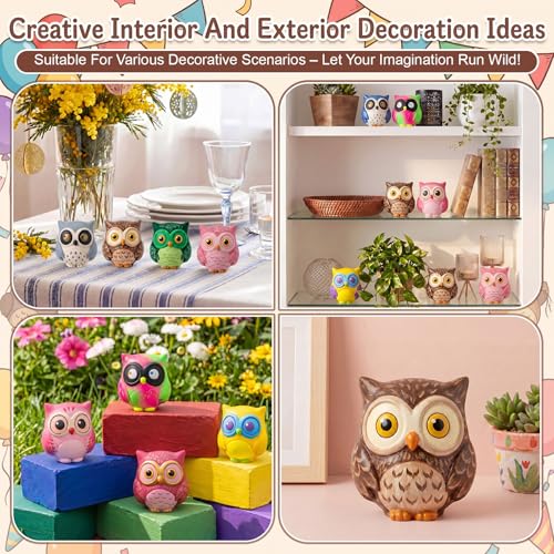 Ferrochef 12 Pack Paint Your Own Ceramic Owl DIY Craft Kits Unpainted Ceramic Owl Bisque 3D Paintable Animal Figurines Art DIY Party Favors for Home, Classroom Birthday Parties - style: Owl