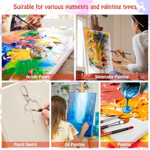 Stretched Canvas - 5x7, 8x10, 9x12, 11x14 (3 of Each) Total 12 Canvas Pack - 100% Cotton Blank Canvases for Oils Acrylics and Pouring - size: 12 Packs -4Sizes (3 of Each)