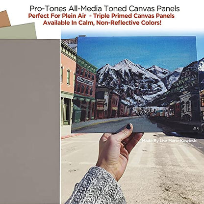 Paramount Pro-Tones All-Media Toned Canvas Panels 3-Pack - Triple-Primed 100% Cotton Canvas, Non-Reflective Colors - Sahara 8x10 - color: Sahara, size: 8x10"