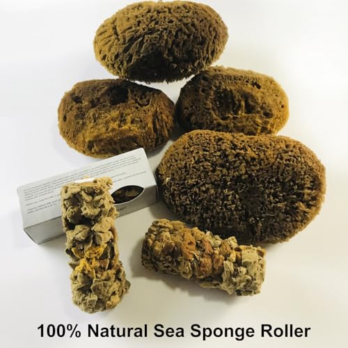 Natural Sea Sponge Mini Roller, 4 Inch - Art Paint Wall Texture Tool | Super Absorbent, Natural Texture | Ideal for Pros & DIY, Efficiently Creates Vivid Wall Patterns（MN488） - style: MN488