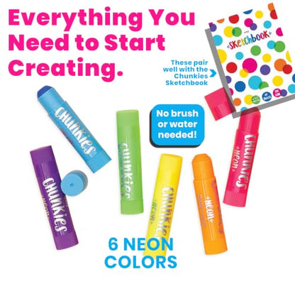 Ooly Chunkies 6 Neon Paint Sticks For Kids, Tempera Paint Sticks Neon Colors Set, No Mess Quick Drying Art Supplies for Toddlers and Kids - color: Neon