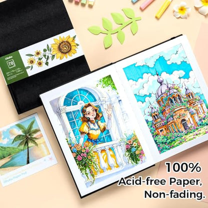 Ohuhu Marker Pads Art Sketchbook, 7"x10" Large Paper Size, 120 LB/200 GSM Drawing Papers, 78 Sheets/156 Pages, Hardcover Sketch Book for Alcohol Markers Christmas Gift - size: 7" x 10"