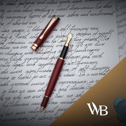 Wordsworth & Black Calligraphy Pen Gift Set, Includes Ink Bottle, 6 Cartridges, Refill Converter, 6 Replacement Nibs, Luxury Bamboo, Journaling, Smooth Writing Pens [Violet Wood] - color: Violet Wood