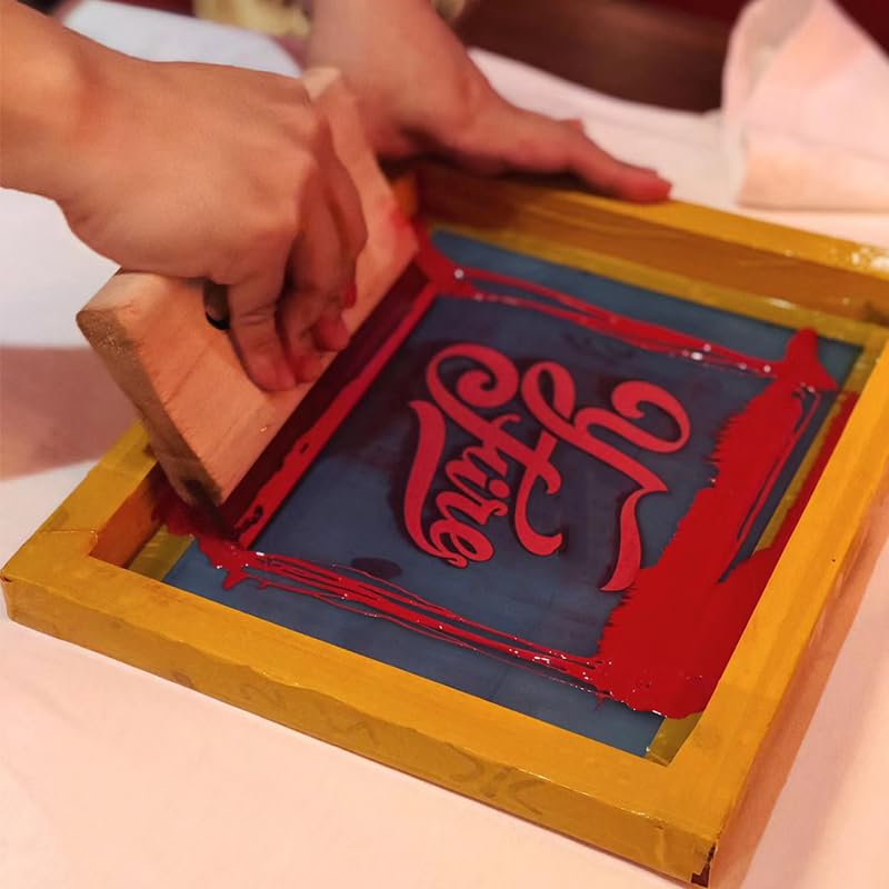 Personalized Handmade Custom Name,1 Piece Screen Printing Starter kit Include 1 Size of Wood Silk Screen Printing Frame with Mesh, Screen Printing Squeegees (S2 5cm*15cm) - size: S2 5cm*15cm