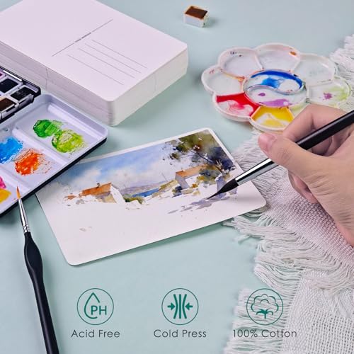KOVIEDE 100 Sheets 4x6 Watercolor Postcards, 140lb/300gsm 100% Cotton Blank Postcards Water Color Paper Cards Art Supplies Great for Coloring, Mailing, Valentines, Greeting Cards