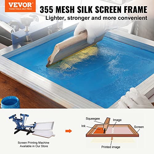 VEVOR Screen Printing Kit, 4 Pieces Aluminum Silk Screen Printing Frames, 20x24inch Silk Screen Printing Frame with 355 Count Mesh, High Tension Nylon Mesh and Sealing Tape for T-Shirts DIY Printing - size: 20x24inch-4