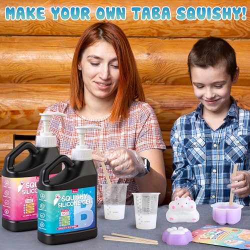 Taba Squishy Kit - 64 OZ DIY Squishy Maker Refill - Quick Curing, Bubble-Free Formula for Squishy Maker, DIY, Custom Cat Paws & Stress Relief Gifts (Mold Not Included)-Stress Relief Entertainment - size: 64OZ Gel