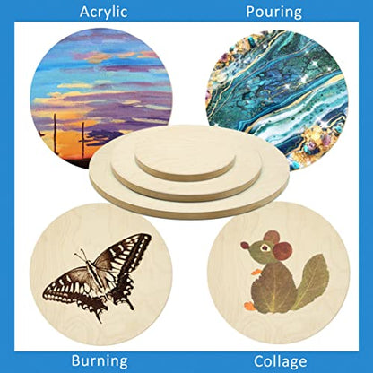 Falling in Art Unfinished Round Birch Wood Canvas Panels Kit, 3 Pack of 3 Sizes 8', 12' and 16' Studio 3/4’’ Deep Cradle Boards for Pouring Art, Crafts, Painting, and More - size: 8'+12'+16' round 1 PACK
