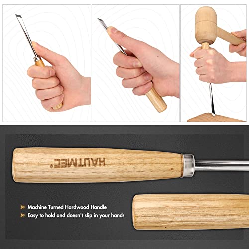 HAUTMEC Wood Carving Tools, 6-Piece Wood Chisel Sets, CRV Steel Blades with Rust-Resistant Electrolytic Coating, Fishtail V-Gouge Design for Fine Woodworking & Detailing – HT0236