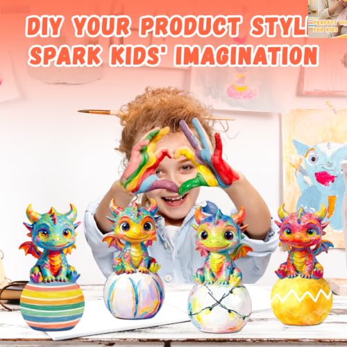 Paint Your Own Dragon Lamp Kit, Arts and Crafts for Kids Ages 8-12, Arts and Crafts for Kids 4-6, DIY Dragon Toys Tap Night Light, Paint Kit Birthday Gifts for Girls Boys Ages 3 4 5 6 7 8 9 10 11 12+ - color: Dragon