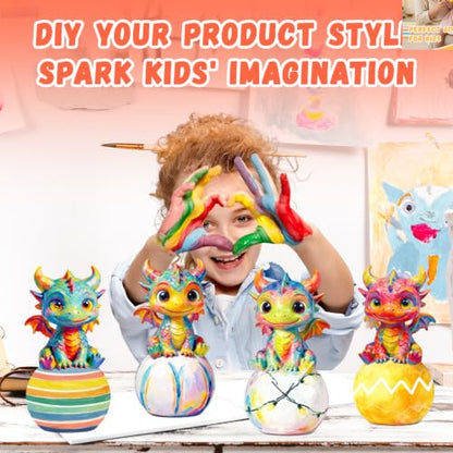 Paint Your Own Dragon Lamp Kit, Arts and Crafts for Kids Ages 8-12, Arts and Crafts for Kids 4-6, DIY Dragon Toys Tap Night Light, Paint Kit Birthday Gifts for Girls Boys Ages 3 4 5 6 7 8 9 10 11 12+ - color: Dragon