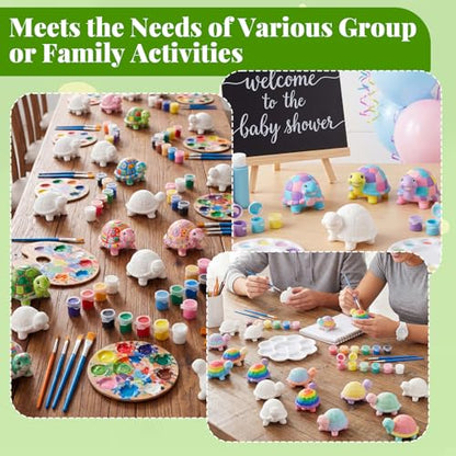 Ferrochef 12 Pack Paint Your Own Ceramic Turtle DIY Craft Kits Unpainted Ceramic Turtle Bisque 3D Paintable Animal Figurines Art DIY Party Favors for Home, Classroom Birthday Parties - style: Turtle