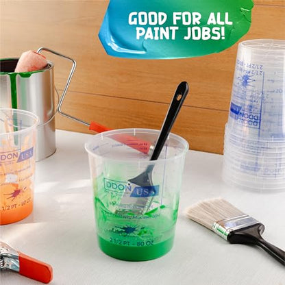 Paint Mixing Cups 80 Oz, 20-Pack - Disposable Plastic Graduated Measuring Cup for Epoxy Resin, Automotive Paint & Art Projects | Pre-Printed Mix Ratios - style: 20