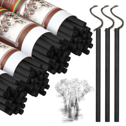 Gueevin 100 Pcs Willow Charcoal Sticks, Willow Charcoal, Artists, Beginners, Students, Perfect for Sketching, Drawing, Shading, and Fine Back to School Christmas Art Gifts (5-7mm) - size: 5-7mm