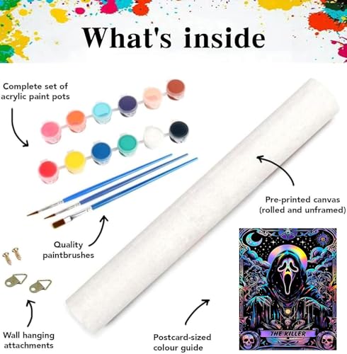 Paint by Numbers for Adults, Skull Moon Star Paint by Number Kits on Canvas | Paint by Numbers DIY Acrylic Oil Easy Halloween Painting by Numbers for Beginner Home Wall Decor 16X20 inch (Without Frame)