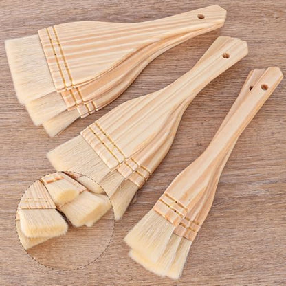 12 PCS 1/2 / 3 Inches Flat Hake Brushes, Hake Brush with Wood Handle, Sheep Hair Hake Paint Brushes for Watercolor, Pottery, Painting Arts, Crafts - size: 12 PCS