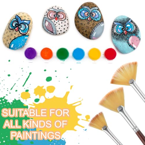 12 Pcs Fan Paint Brushes Artist Painting Brush Set Professional Nylon Hair Fan Brush Wood Handle Paint Brushes Soft Anti-Shedding Wood Short Handle for Acrylic Watercolor Oil Gouache