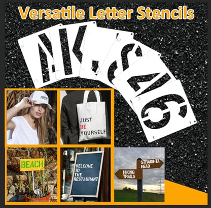 42 PCS Letter Stencils for Painting, Spray Paint Stencil, Alphabet Stencils for Crafts Reusable on Wood, Wall, Rock, Fabric, Sign, School DIY Art Projects （4 Inch - size: 4 Inch