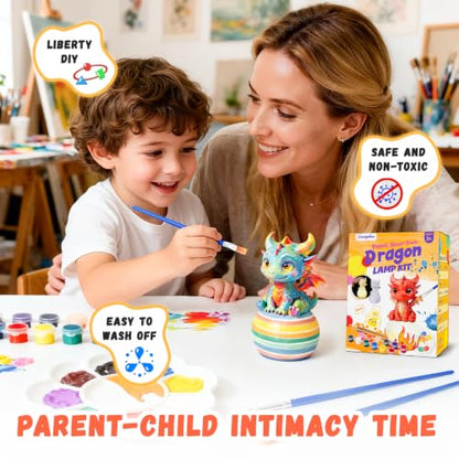 Paint Your Own Dragon Lamp Kit, Arts and Crafts for Kids Ages 8-12, Arts and Crafts for Kids 4-6, DIY Dragon Toys Tap Night Light, Paint Kit Birthday Gifts for Girls Boys Ages 3 4 5 6 7 8 9 10 11 12+ - color: Dragon