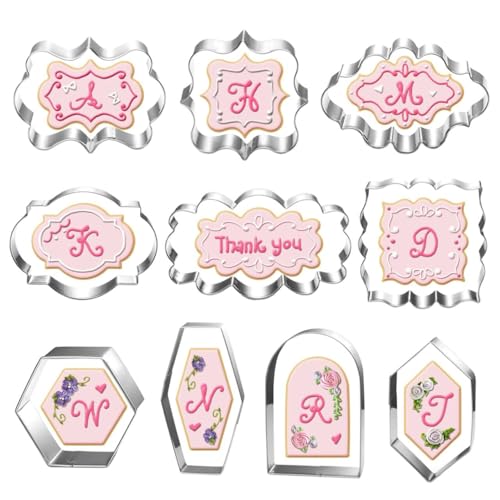 Large Plaque Cookie Cutter Set-10 Piece-4.0 Inch-Diswasher Safe-Frame Cookie Cutter Shape for Baking