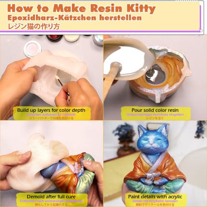 Cat Silicone Mold for Taba Squishy, Resin, Candle, Crafting Big 5'' Kitty - color: Cat